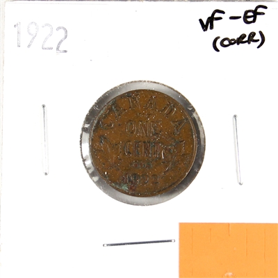 1922 Canada 1-cent VF-EF (VF-30) Marks, corrosion, or impaired