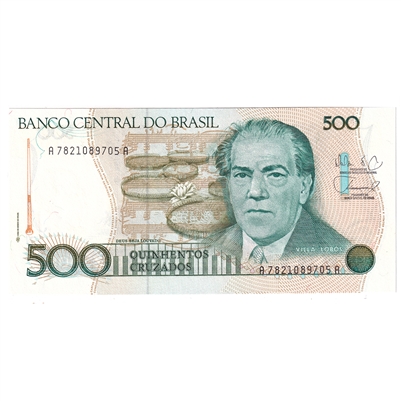 Brazil Note Pick #212d 1988 500 Cruzados, UNC