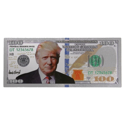 Novelty United States $100 Donald Trump Note, Coloured with Silver Finish (Not Legal Tender)