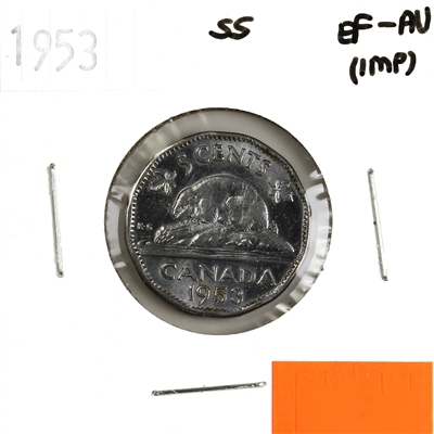 1953 SS Canada 5-cents EF-AU (EF-45) Scratched, corrosion, or impaired