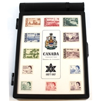 1967 Canada Centennial Stamp Box with 12x Regular Issue Postage Stamps (Issues)