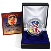 COLOURED 2000 United States American Eagle 1oz Fine Silver in Case (No Tax) Toned