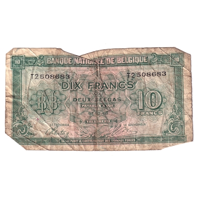 Belgium Note, 1943 10 Francs - 2 Belgas, Circ (Issues)