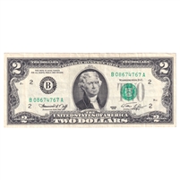 1976 USA $2 Federal Reserve Note (small tears, writing, or stains)