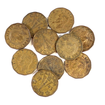 10 x 1943 Tombac George VI Canada 5 Cents in average condition. Mega24