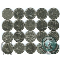 20x 1968-1986 Canadian Nickel Dollars - at least 15 different dates (Mega31)