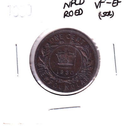 1880 R.0 E.D. Newfoundland 1-cent VF-EF (VF-30) Scratched