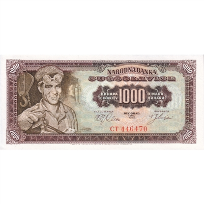 Yugoslavia 1963 1000 Dinara Note, Pick #75a, AU-UNC