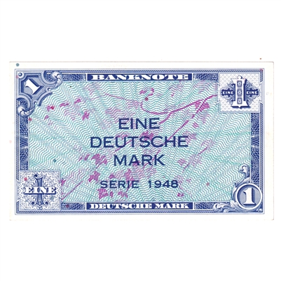 Germany Pick #2a 1948 1 Deutsche Mark Note, Almost Uncirculated (AU-50) Glue