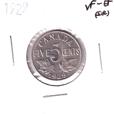 1929 Canada 5-cents VF-EF (VF-30) Scratched, spots, or impaired