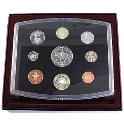 2002 Royal Mint United Kingdom Deluxe Proof Coin Set (Light Wear)