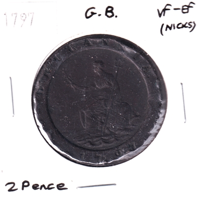 Great Britain 1797 2 Pence VF-EF (VF-30) Nicks