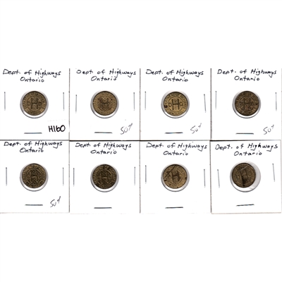 Lot of 8x Ontario Department of Highways Tokens, 8Pcs