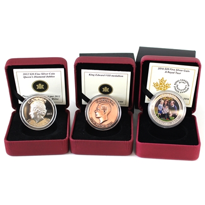 Lot of 3x 2009, 2012 & 2016 Royal-themed Coins & Medallion, 3Pcs (Impaired)