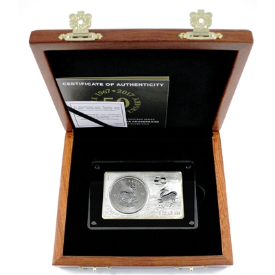 2017 South Africa .999 Silver Krugerrand 50th Ann. 1oz Coin and 2oz Bar Set (No Tax)