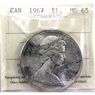 1967 Canada Dollar ICCS Certified MS-65 (Lightly toned)