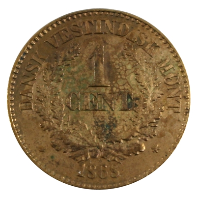 Danish West Indies (U.S. Virgin Islands) 1868 1-cent KM 68 Almost Uncirculated (AU-50)