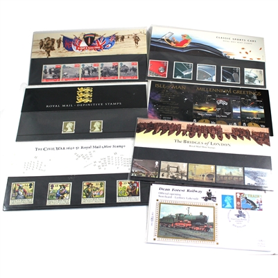 Lot of 6x Great Britain Stamp Sets & 1x Collectible Stamp Cover, 7Pcs