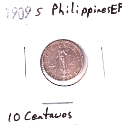 Philippines 1909S 10 Centavos Extra Fine (EF-40)