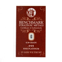 Benchmark Strategic Metals 0.50 Grain .999 Fine Platinum in Card (No Tax)