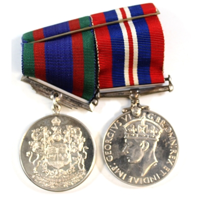 Pair of WWII Medals - War Medal & Voluntary Service Medal with original Ribbons. 2pcs