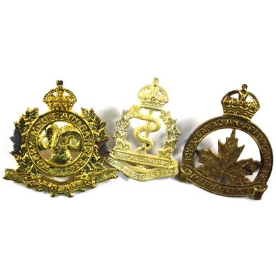 Lot of 3x Different Canadian Military Cap Badges, 3Pcs (Impaired)