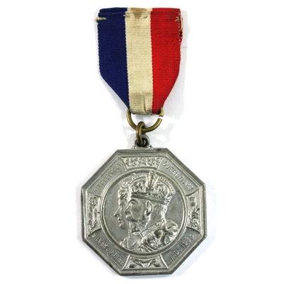 1935 Middlesex, England, King George V & Queen Mary Silver Jubilee Medal with Ribbon