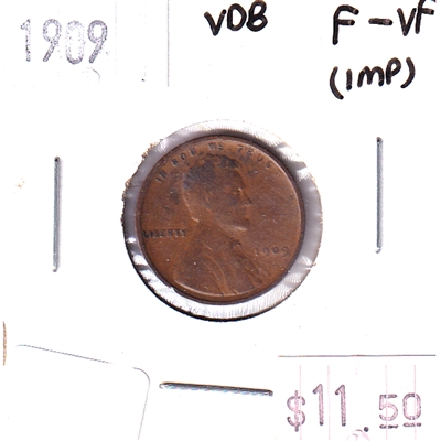 1909 VDB USA Cent F-VF (F-15) scratched, toned or impaired