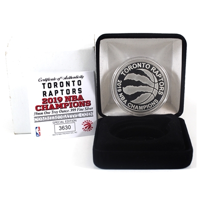 2019 Toronto Raptors NBA Champions Medallion 1oz .999 Fine Silver (No Tax) Scratch