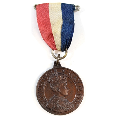 1937 Edward VIII Coronation Medal with Original Ribbon - Bronze Colour