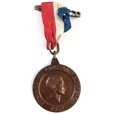 1937 Edward VIII King & Emperor Coronation Medal w/ Original Ribbon - Bronze Colour