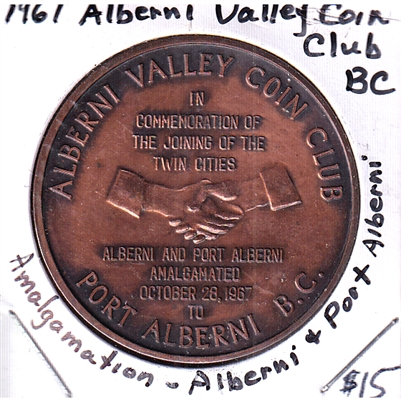 1967 Canada Alberni Valley Coin Club Amalgamation Medallion