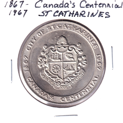 1967 St. Catharines, ON, Canada's Centennial Medallion (Nickel) Spots/light toning