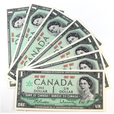 7 x 1867-1967 Dual Dated Notes in Uncirculated