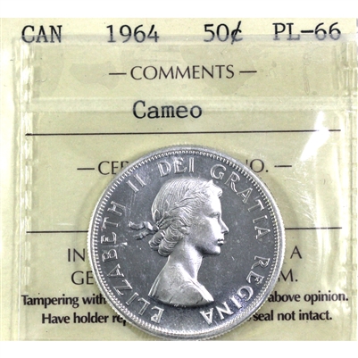 1964 Canada 50-cents ICCS Certified PL-66 Cameo