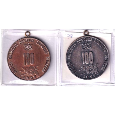Pair of 1867-1967 Canada Centennial British Columbia Honours Pioneers Medallions