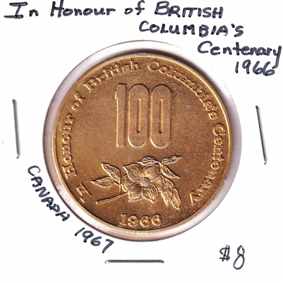 1966-1967 British Columbia & Canada Centenary Medallion (May Be Lightly Toned)