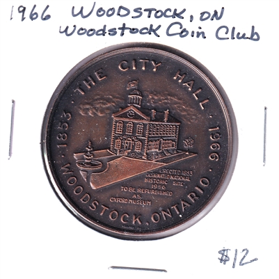1966 Woodstock Dairy Capital of Canada Coin Club Medallion - City Hall (Copper)