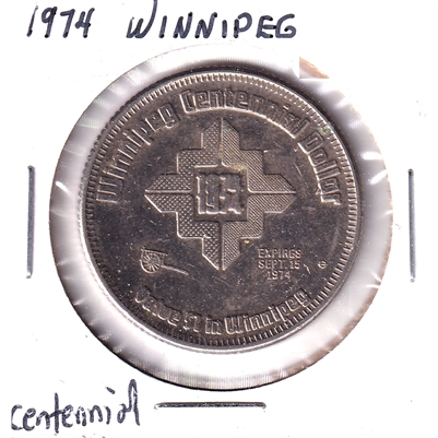 1974 Winnipeg, Manitoba, Centennial Dollar Trade Token