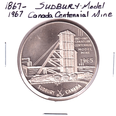 1965 Sudbury, Ont., Model Mine in Centennial Numismatic Park Medallion (Lightly Toned)