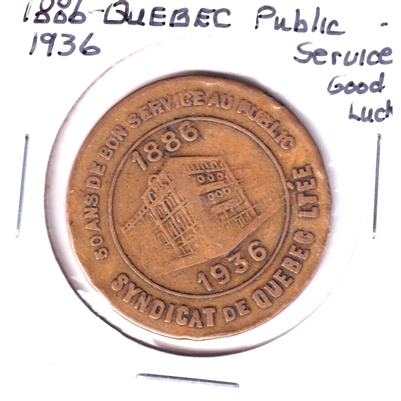 1936 Syndicat de Quebec Golden Jubilee Porte-Bonheur (Good Luck) Token