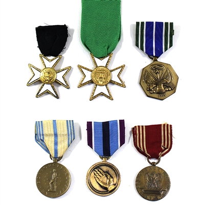 Lot of 6x USA Military & Legion Medals with Ribbons (See Description), 6Pcs (Impaired)