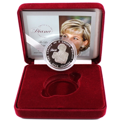 2007 Alderney Princess Diana Legacy Sterling Silver Coin in red case.