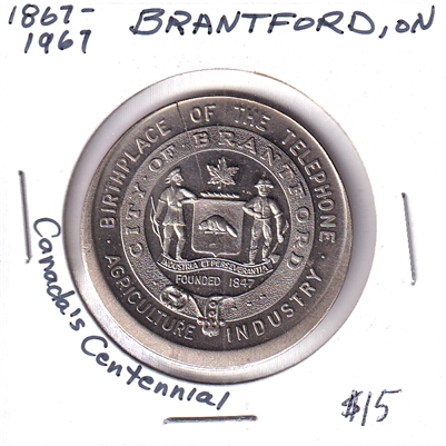 1967 Brantford, ON, Canada's Centennial Medallion (Nickel Colour) Issues