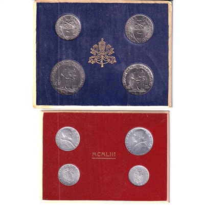 Pair of 1942 & 1953 Vatican 4-Coin Sets