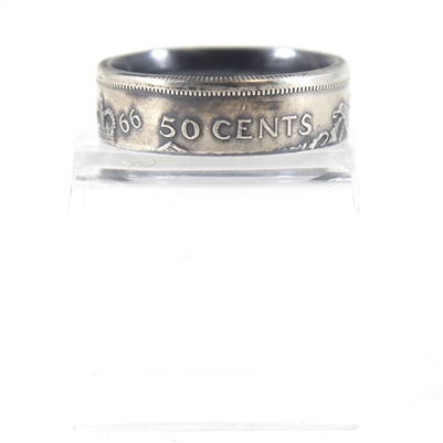 1966 Canada 50ct Coin Custom Jewellery Ring Size 10 - Made from a real 50-cent coin!