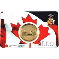 2000 Canada Loon Dollar in RCM Canadian Flag Window Card (Window Scuffed)