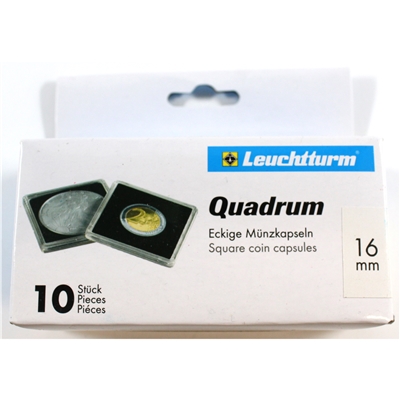 Numis Quadrum Square Coin Capsules 16mm size (box of 10) QUADRUM16.