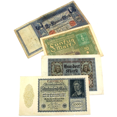 Group Lot of 4x Germany 1910-1922 Banknotes Fine to VF, 4PCS (Impaired)