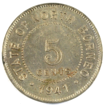 British North Borneo 1941 5-cents KM 3 AU (AU-50)